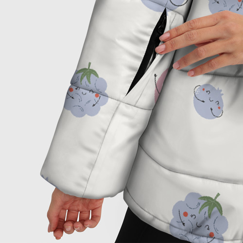 Женская зимняя куртка 3D с принтом Узор из ягод, фото #4