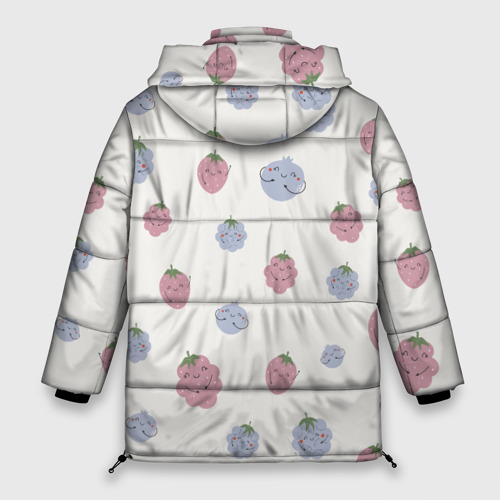 Женская зимняя куртка 3D с принтом Узор из ягод, вид сзади #1