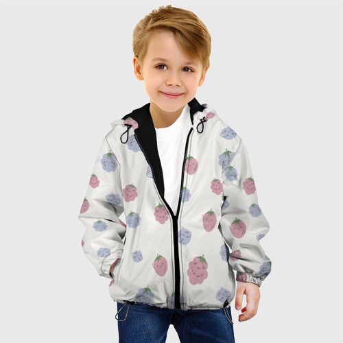 Детская куртка 3D с принтом Узор из ягод, фото на моделе #1