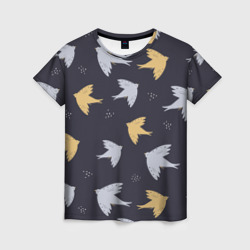 Узор с птицами – Женская футболка 3D с принтом купить со скидкой в -26%