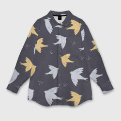 Мужская рубашка oversize 3D Узор с птицами