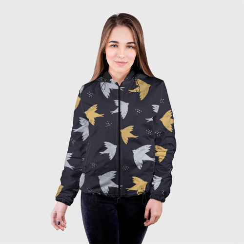 Женская куртка 3D Узор с птицами, цвет черный - фото 3