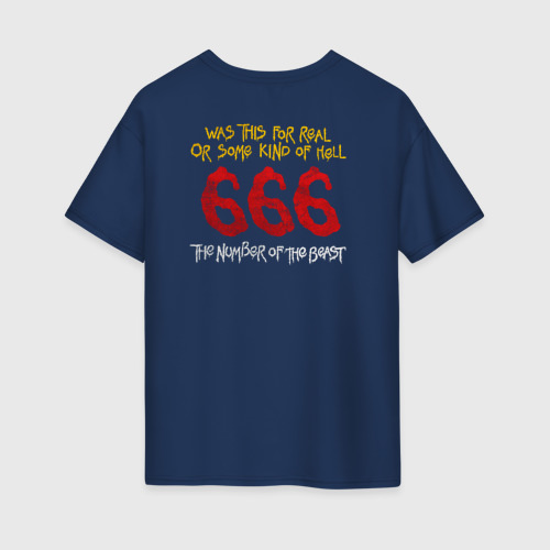 Женская футболка хлопок Oversize Iron Maiden The Number Of The Beast 666, цвет темно-синий - фото 2