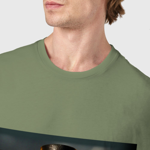 Мужская футболка хлопок Лев в цилиндре: хамить мне плохая примета, цвет авокадо - фото 6