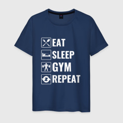 Eat sleep gym repeat – Мужская футболка хлопок с принтом купить со скидкой в -20%