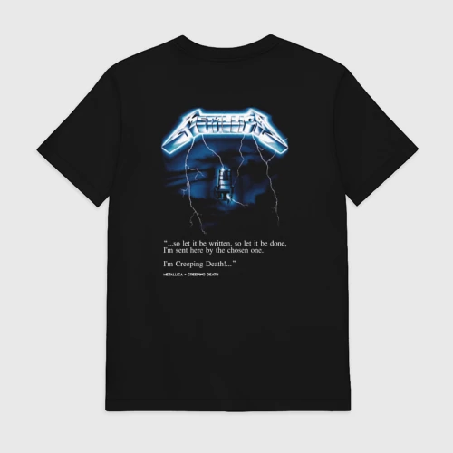 Мужская футболка хлопок с принтом Metallica Ride the Lightning, вид сзади #1