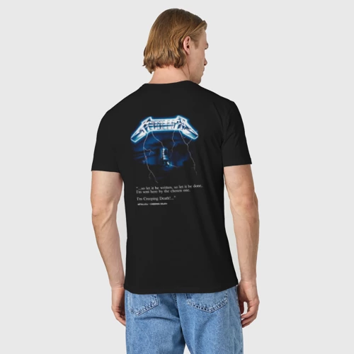 Мужская футболка хлопок с принтом Metallica Ride the Lightning, вид сзади #2