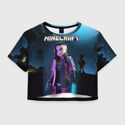 Minecraft woman cyberpunk – Женская футболка Crop-top 3D с принтом купить