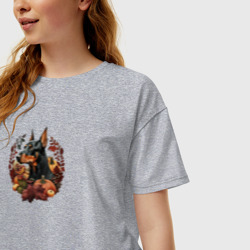 Женская футболка хлопок Oversize Доберман осенний арт - фото 2