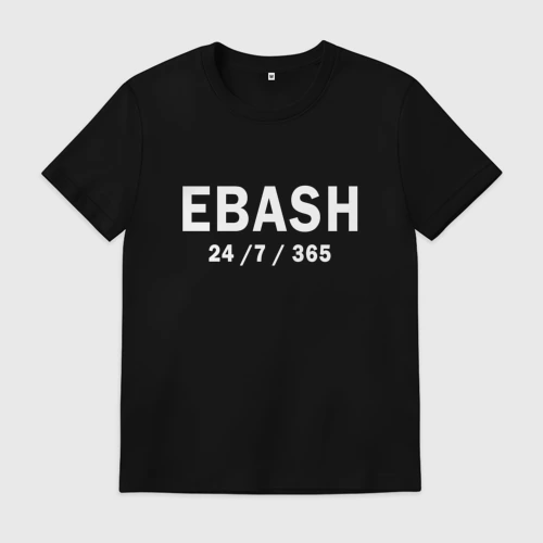 Мужская футболка хлопок с принтом Ebash 24/7/365, вид спереди #2