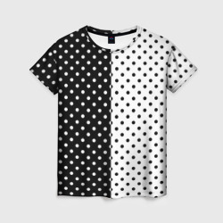 Чёрно-белый в горошек – Женская футболка 3D с принтом купить со скидкой в -26%