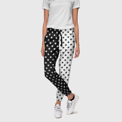 Чёрно-белый в горошек – Женские брюки 3D с принтом купить