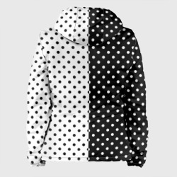 Куртка с принтом Чёрно-белый в горошек для женщины, вид сзади №1. Цвет основы: белый