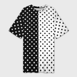 Чёрно-белый в горошек – Платье-футболка 3D с принтом купить