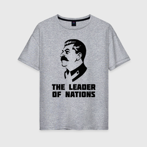 Женская футболка хлопок Oversize Лидер наций, цвет меланж