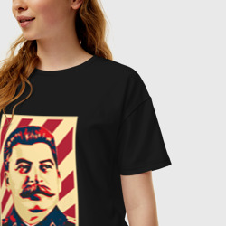 Женская футболка хлопок Oversize Stalin face - фото 2