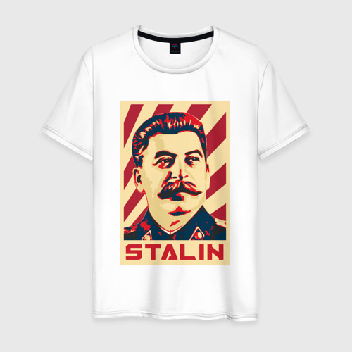 Мужская футболка из хлопка с принтом Stalin face, вид спереди №1