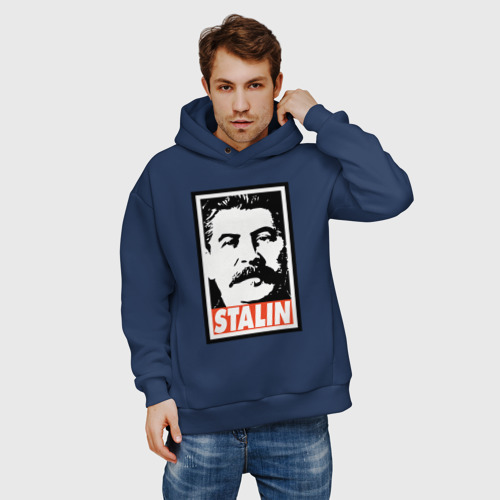Мужское худи Oversize хлопок USSR Stalin, цвет темно-синий - фото 3