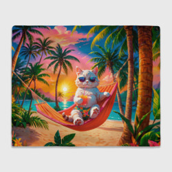 Плед 3D Кот в отпуске на море