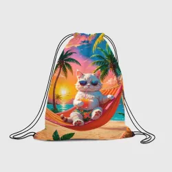 Рюкзак-мешок 3D Кот в отпуске на море