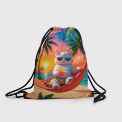 Рюкзак-мешок 3D Кот в отпуске на море