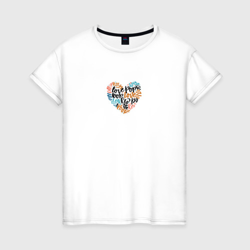 Женская футболка из хлопка с принтом K-pop heart, вид спереди №1