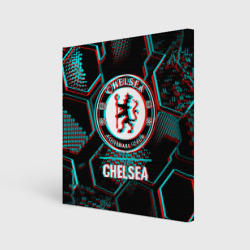 Холст квадратный Chelsea FC в стиле glitch на темном фоне