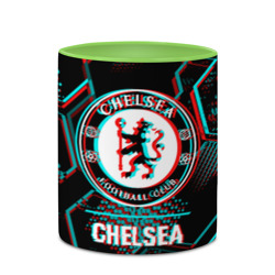Кружка с полной запечаткой Chelsea FC в стиле glitch на темном фоне - фото 2