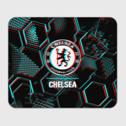 Прямоугольный коврик для мышки Chelsea FC в стиле glitch на темном фоне