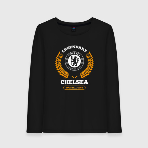 Женский лонгслив хлопок Лого Chelsea и надпись legendary football club, цвет черный