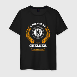 Лого Chelsea и надпись legendary football club – Мужская футболка хлопок с принтом купить со скидкой в -20%