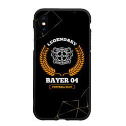 Чехол для iPhone XS Max матовый Лого Bayer 04 и надпись legendary football club на темном фоне