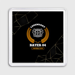 Магнит 55*55 Лого Bayer 04 и надпись legendary football club на темном фоне