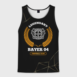 Мужская майка 3D Лого Bayer 04 и надпись legendary football club на темном фоне