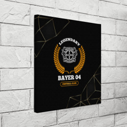 Холст квадратный Лого Bayer 04 и надпись legendary football club на темном фоне - фото 2