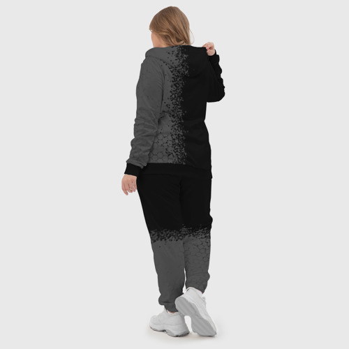 Женский костюм 3D с принтом Ajax sport на темном фоне по-вертикали, вид сзади #2