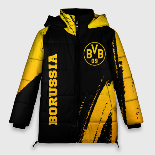 Женская зимняя куртка Oversize Borussia - gold gradient вертикально, цвет черный