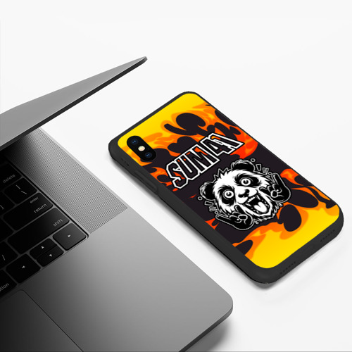 Чехол для iPhone XS Max матовый Sum41 рок панда и огонь - фото 5