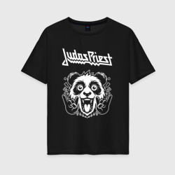 Женская футболка хлопок Oversize Judas Priest rock panda