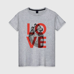 Женская футболка хлопок Love с сердцем
