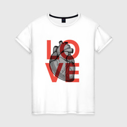 Love с сердцем – Женская футболка хлопок с принтом купить со скидкой в -20%