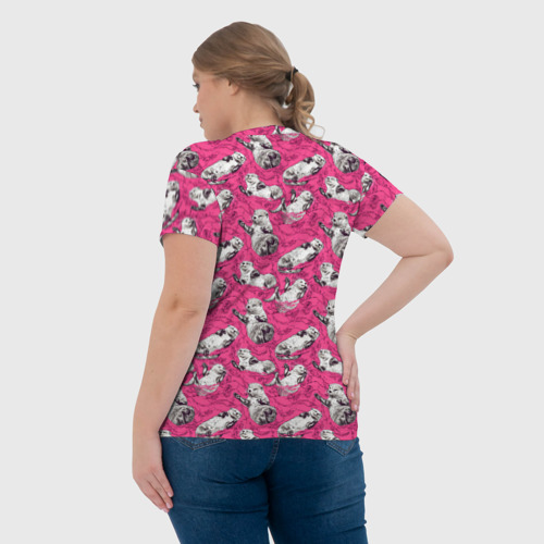 Женская футболка 3D Выдры в розовой воде, цвет 3D печать - фото 7