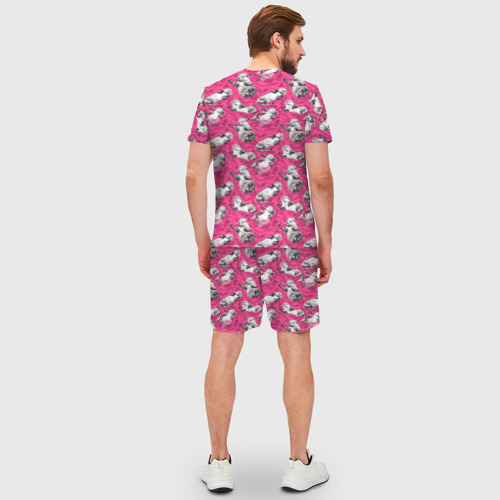 Мужской костюм с шортами 3D Выдры в розовой воде, цвет 3D печать - фото 4