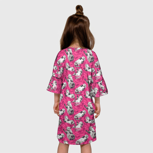 Детское платье 3D Выдры в розовой воде, цвет 3D печать - фото 5