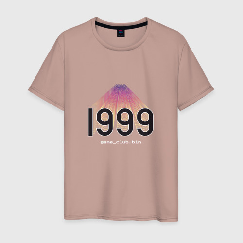 Мужская футболка хлопок Game club 1999, цвет пыльно-розовый