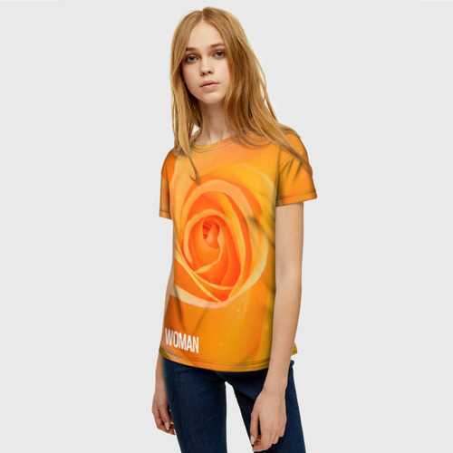 Женская футболка 3D Оранжевая роза - woman, цвет 3D печать - фото 3