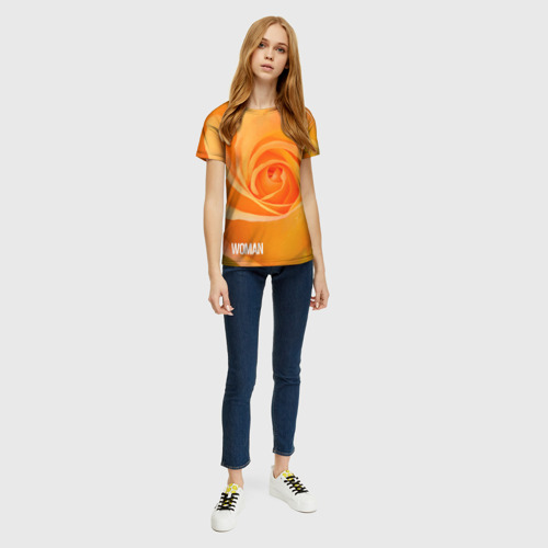 Женская футболка 3D Оранжевая роза - woman, цвет 3D печать - фото 5