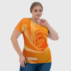 Футболка с принтом Оранжевая роза - woman для женщины, вид на модели спереди №4. Цвет основы: белый
