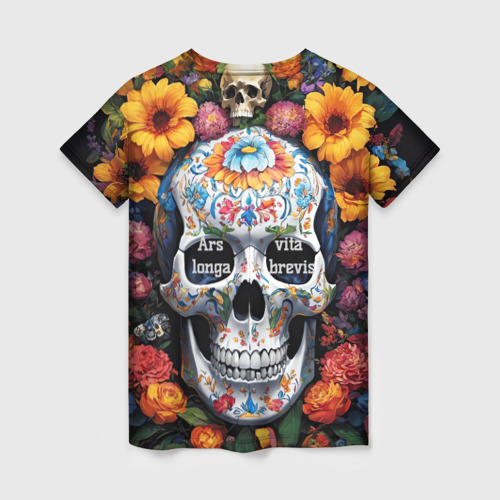 Женская футболка 3D Bright colors and a skull, цвет 3D печать - фото 2