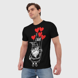 Мужская футболка 3D Гном с сердечками - фото 2